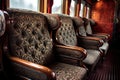 close-up of luxurious vintage train seats with intricate patterns Royalty Free Stock Photo