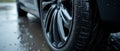 Close-Up of Luxury Car Tire and Tread Pattern Royalty Free Stock Photo