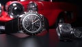 Close up luxury chrome car watch equipment speed technology elegance transportation generated by AI