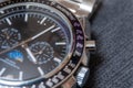 Close-up of luxury chronograph watch