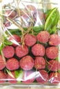 Close up lychee in plastic bag