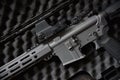 Close-up of a M4A1 AR-15 model weapons and military equipment for army, Assault rifle gun Royalty Free Stock Photo