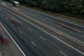 Close up of motorway lanes on M40 highway road in Buckinghamshire, UK.