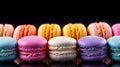 close-up of macaroons with delicate shells, luscious fillings, and irresistible textures