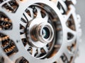 A close up of a machine with gears and a lens Royalty Free Stock Photo