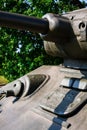 Close up of machine gun and metal hatch on soviet tank from Second World War II. Selective focus on machine gun Royalty Free Stock Photo