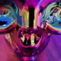 Close up macro of an abstract rainbow skull