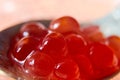 close-up macro background of red caviar on the spoon Royalty Free Stock Photo