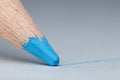 Blue colour pencil drawing line close up macro Royalty Free Stock Photo