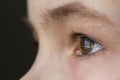 Close up macro of child boy eye Royalty Free Stock Photo