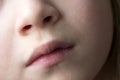 Close up macro of child girl mouth and nose Royalty Free Stock Photo