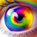 Close-up macro cosmic spectrum eye. Generative AI Royalty Free Stock Photo