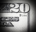 Close up macro detail of dollar money banknotes. Toned Royalty Free Stock Photo