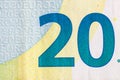 Close up macro detail of EURO money banknotes, detail photo of EURO. World money concept, inflation and economy concept Royalty Free Stock Photo