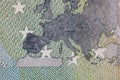 Close up macro detail of EURO money banknotes, detail photo of EURO. World money concept, inflation and economy concept