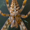 Detailed macro portrait of garden spider Araneus diadematus