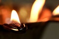 Close up macro image of an oil lamp fire flame