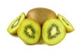 Close up macro kiwi fruit slices cut isolated on white background Royalty Free Stock Photo