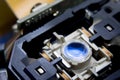 Close up macro. Laser Head reader of cd player system equipment Royalty Free Stock Photo