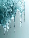 Close Up Macro Of Melting Ice Dripping Water Droplets On Textured Surface With Blue Tones Royalty Free Stock Photo