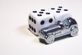 Monopoly games train car and dices Royalty Free Stock Photo