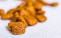 Close up macro photo of pet cat dog food. Royalty Free Stock Photo