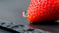 Macro Shot of a Ripe Strawberry with a Water Droplet Royalty Free Stock Photo