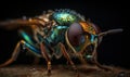 Close up macro photography of a wasp , AI generated