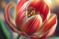 Close up macro red tulip flower. 3d illustration. Generative AI Royalty Free Stock Photo