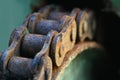 Close up macro rusty chain and gear Royalty Free Stock Photo