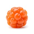 Close-up macro shot of a bright orange cloudberry fruit with translucent drupelets Royalty Free Stock Photo