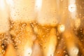 Close up macro shot of bubbles in a glass of champagne sparkling wine Royalty Free Stock Photo