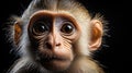Close up macro shot a charming Capuchin monkey with piercing eyes on dark background