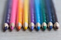 Close up macro shot of color pencil. Assortment of colored pencils. Shallow depth of field