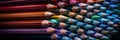 Close up macro shot of color pencil pile