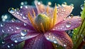 close-up macro shot of a flower adorned with dewdrops, Macro, intricate, delicate, nature