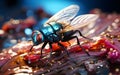 Close up macro shot House fly. Musca Domestica Fly