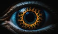 Close-up of an eye with a sun-like pattern in the iris Royalty Free Stock Photo