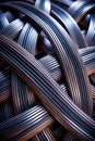 Macro image of black stripes intertwined, three-dimensional effect, abstract background Royalty Free Stock Photo
