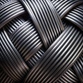 Macro image of black stripes intertwined, three-dimensional effect, abstract background Royalty Free Stock Photo