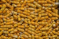 Close up macro shot of a pile of corn