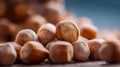 Pile Of Hazelnuts With Golden Shells And Textured Surface In Soft Natural Light Macro Shot Royalty Free Stock Photo