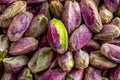 Close-up macro shot of roasted and shelled Australian pistachio nuts.