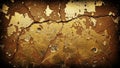 Close-up Macro Texture of Cracked Earth with Flakes of Gold Leaf and Dark Brown Undertones Royalty Free Stock Photo