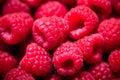 Close up macro texture raspberry berries. Fresh ripe raspberries background. Healthy and vegetarian food concept. Generative AI