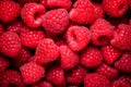 Close up macro texture raspberry berries. Fresh ripe raspberries background. Healthy and vegetarian food concept. Generative AI