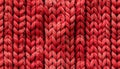 Close Up Macro Texture of Red Knitted Wool Fabric Pattern Background Royalty Free Stock Photo