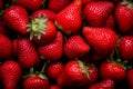 Close up macro texture strawberry berries. Fresh ripe strawberries background. Healthy and vegetarian food concept. Generative AI Royalty Free Stock Photo