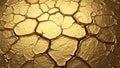 Close-up macro view of cracked golden surface texture with hexagonal pattern Royalty Free Stock Photo