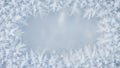 Close Up Macro View of Delicate Frost Crystals Forming Intricate Patterns on a Soft Blurred Winter backdrop Background Texture Royalty Free Stock Photo